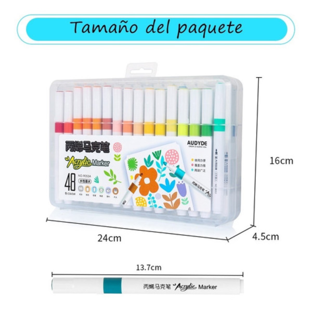 Plumones Punta Pincel Brush Pintura Acrílica 48pz