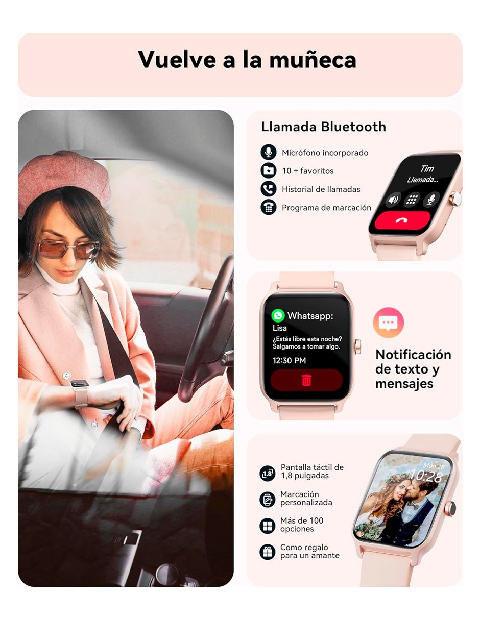 RELOJ INTELIGENTE IDW13001 PETUKITA BOX ROSA CON ALEXA