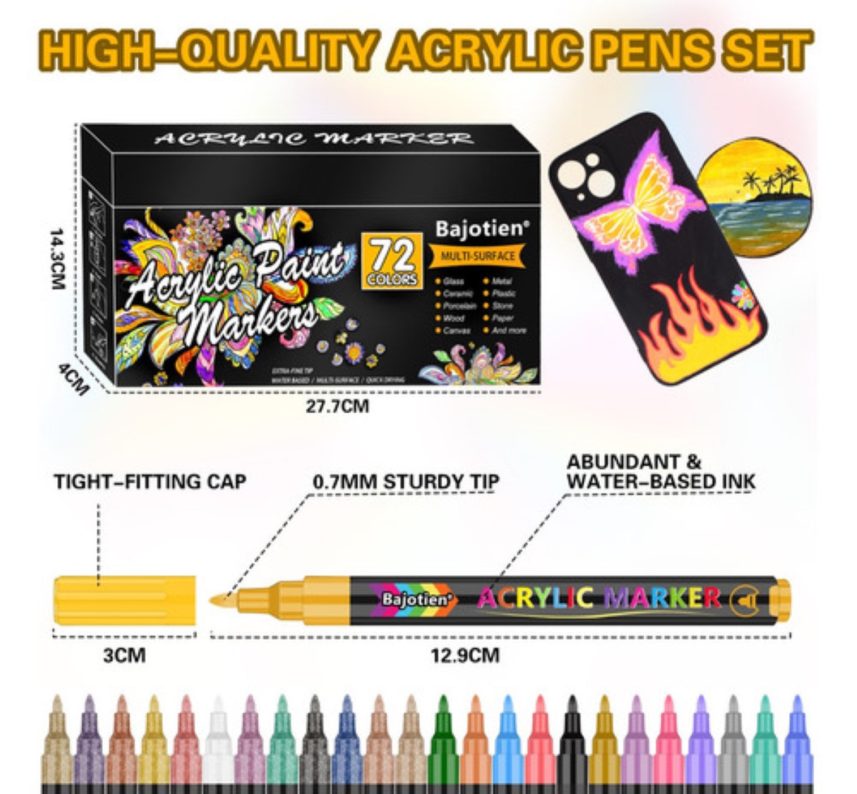 Marcadores De Acrílico, 72 Colores