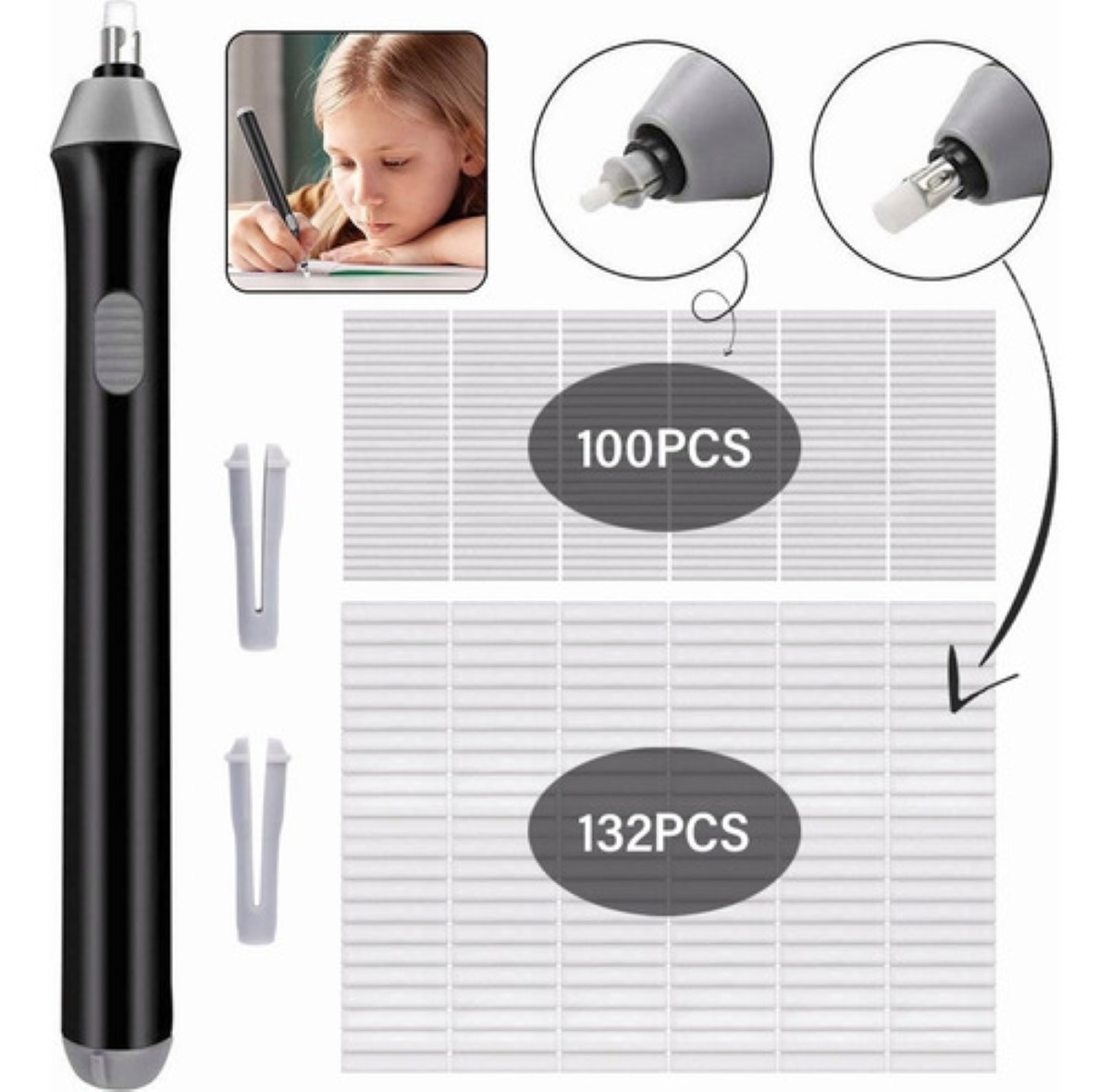 Borrador Electrico Ajustable Dibujo De Lápiz 230 Repuestos nEGRO/GRIS