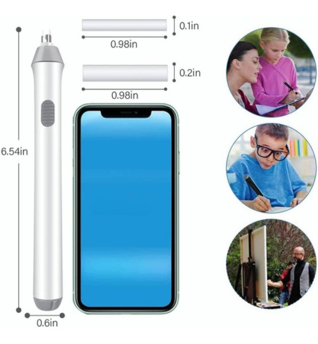 Borrador Electrico Dibujo De Lápiz Ajustable 230 Repuestos BLANCO/GRIS