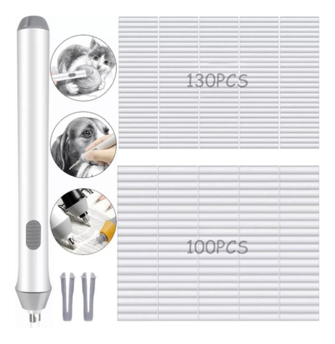 Borrador Electrico Dibujo De Lápiz Ajustable 230 Repuestos BLANCO/GRIS