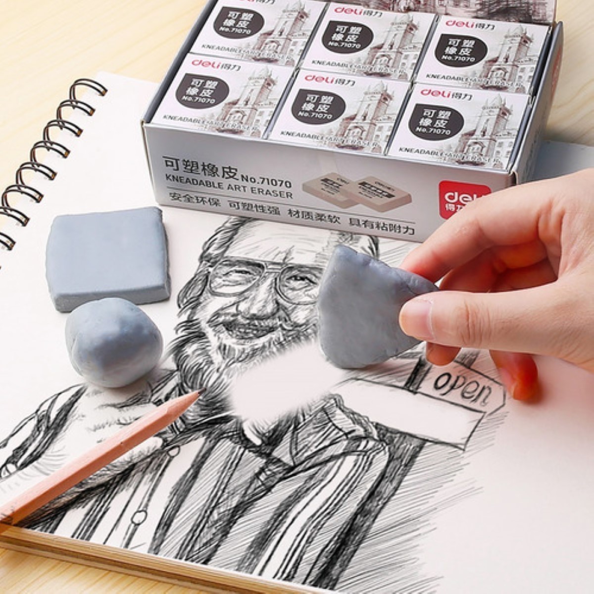 Deli Goma Moldeable De Borrador Juego De 3 Piezas gris