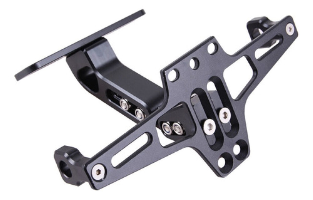 Porta Placa Universal Para Moto Ajustable Con Luz Negro