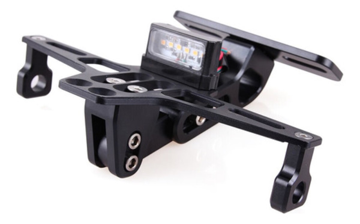 Porta Placa Universal Para Moto Ajustable Con Luz Negro