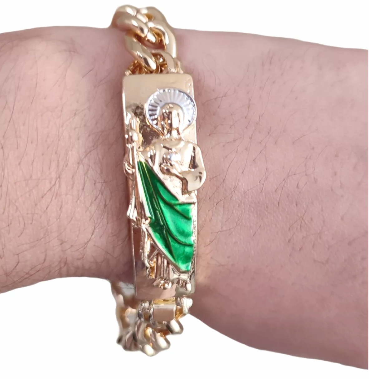 Brazalete/esclava San judas Tadeo, oro laminado 18k