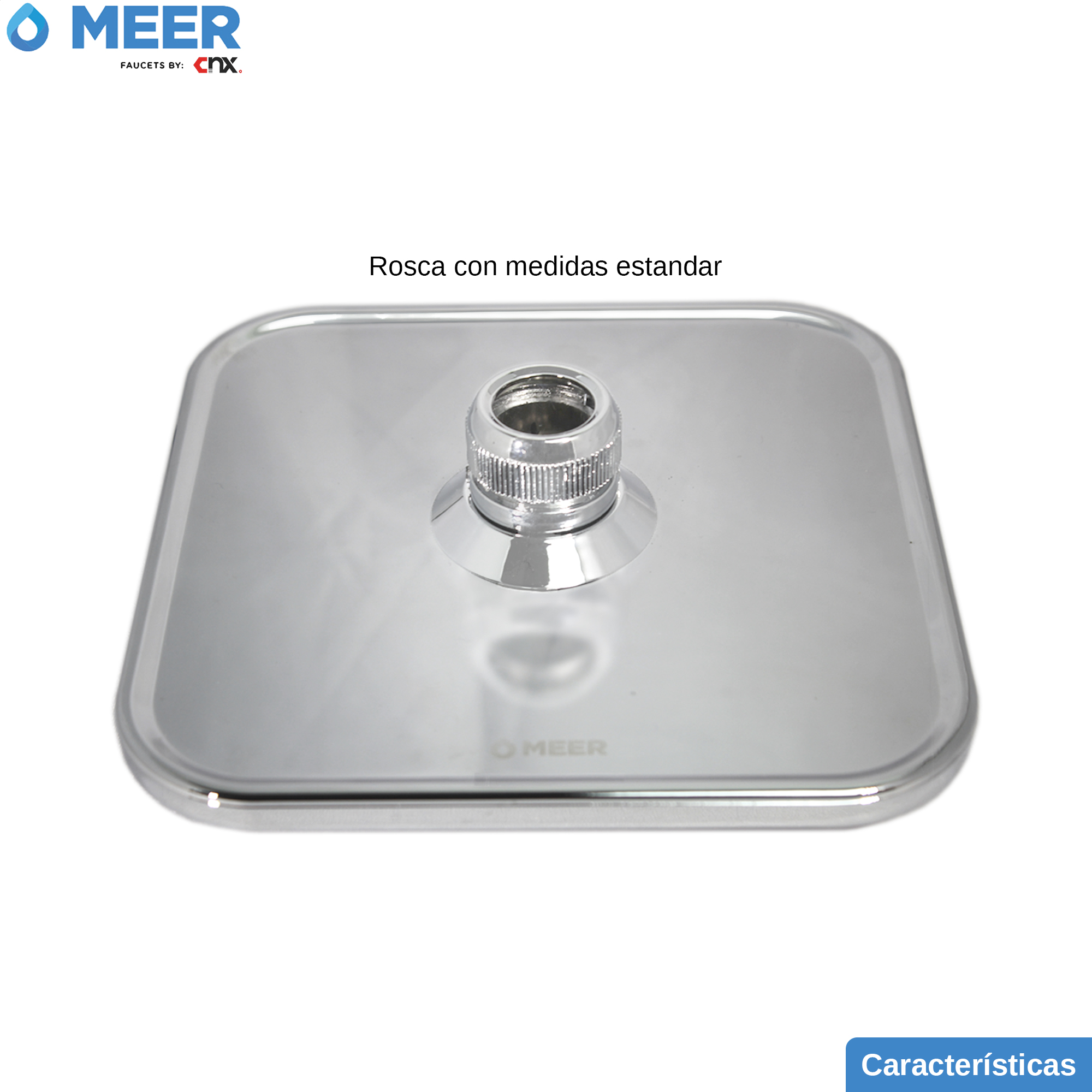 MEER Faucets by CNX | Cabezal de Ducha de Lluvia, Regadera Cuadrada de ABS Cromado 20 cm x 20 cm (8")