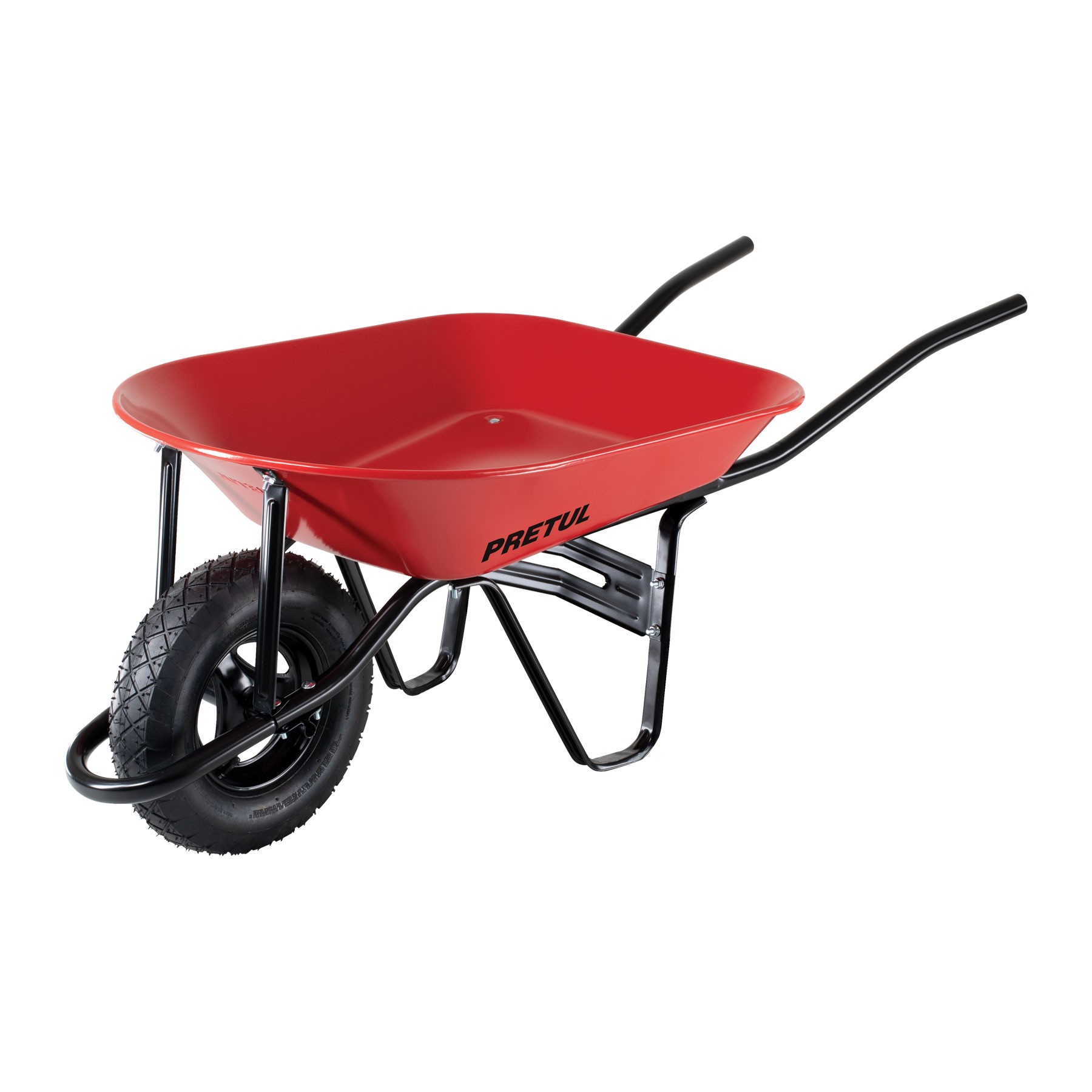 CARRETILLA 4.5 FT3 ROJA NEUMÁTICA, BASTIDOR TUBULAR, PRETUL 20628