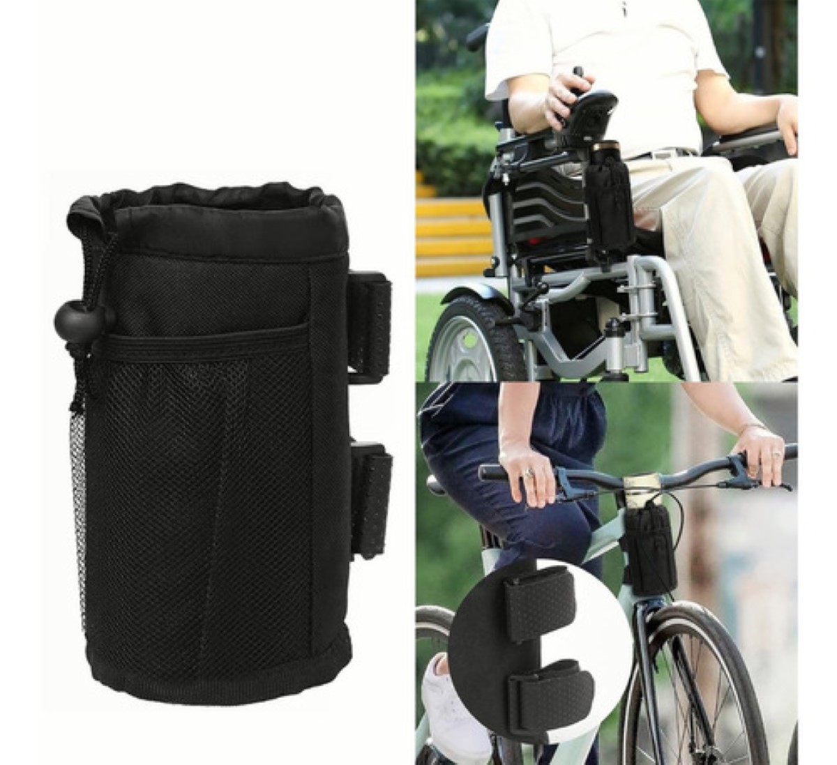 Soporte Porta Vasos Botellas Motocicleta Bicicleta Carreola Negro
