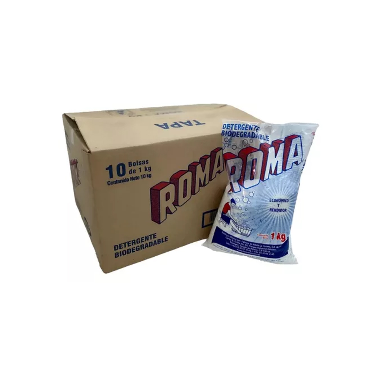 Caja de Detergente Roma en 10 Bolsas de 1 kilo c/u