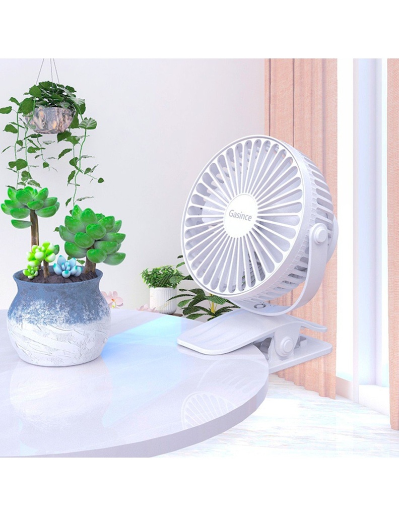 Ventilador Abanico Portátil color Blanco con clip 11 cms de ancho x 14 cms de Altura con Motor para 18000 horas USB-VE-40125