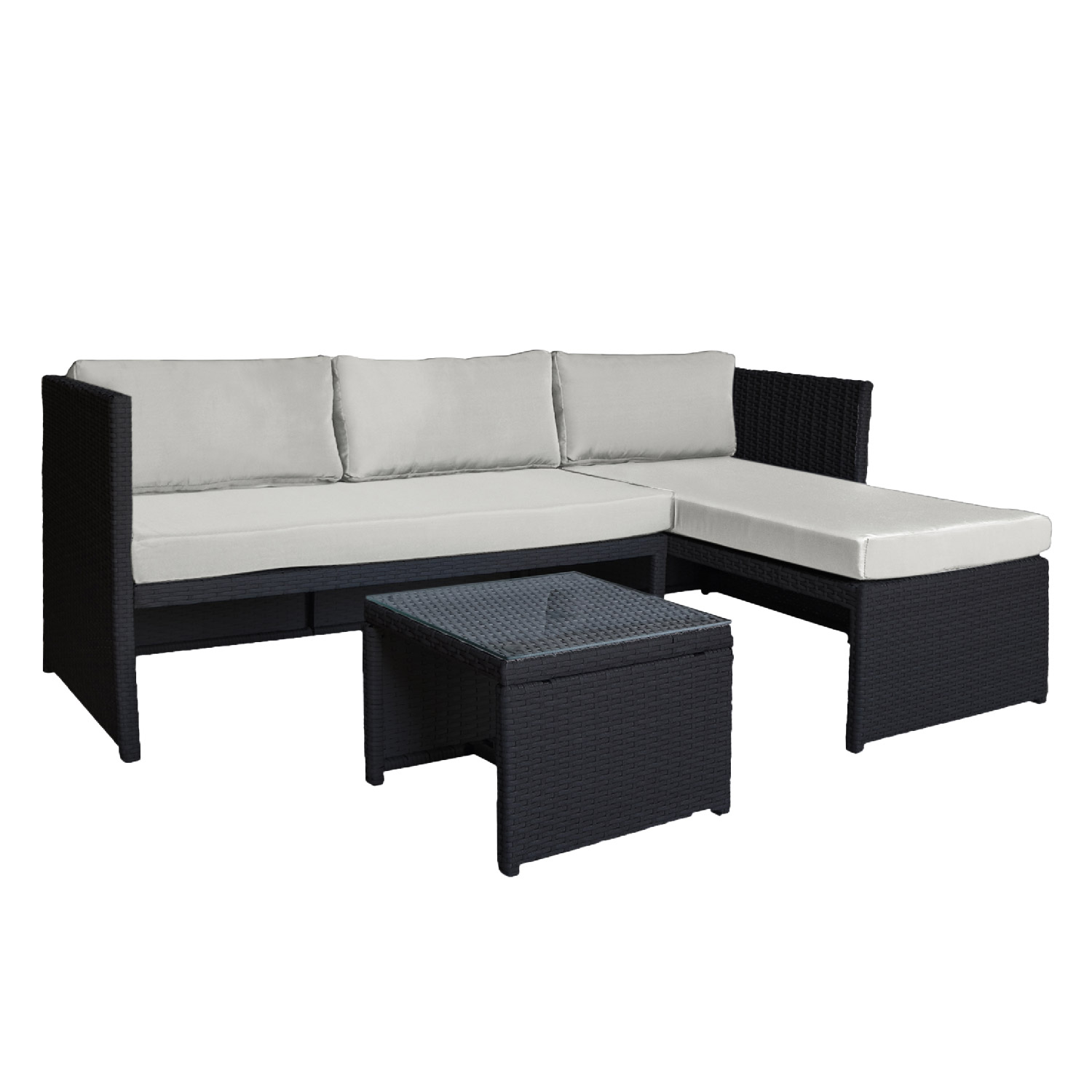 Sala Exterior Esquinera Izquierda Mueble Jardín Ratan Sofa Gris claro/Negro