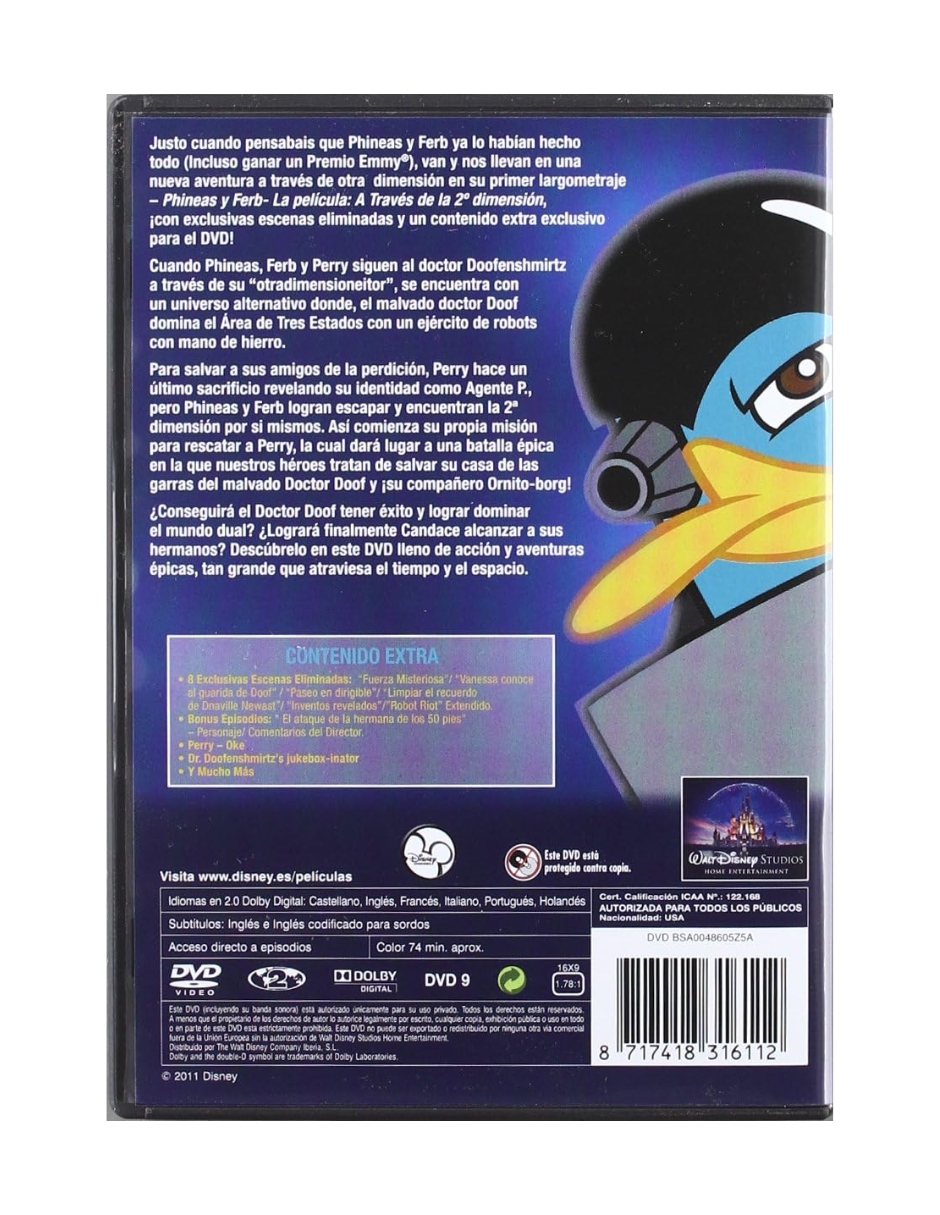 DVD Phineas y Ferb a traves de la segunda dimensión