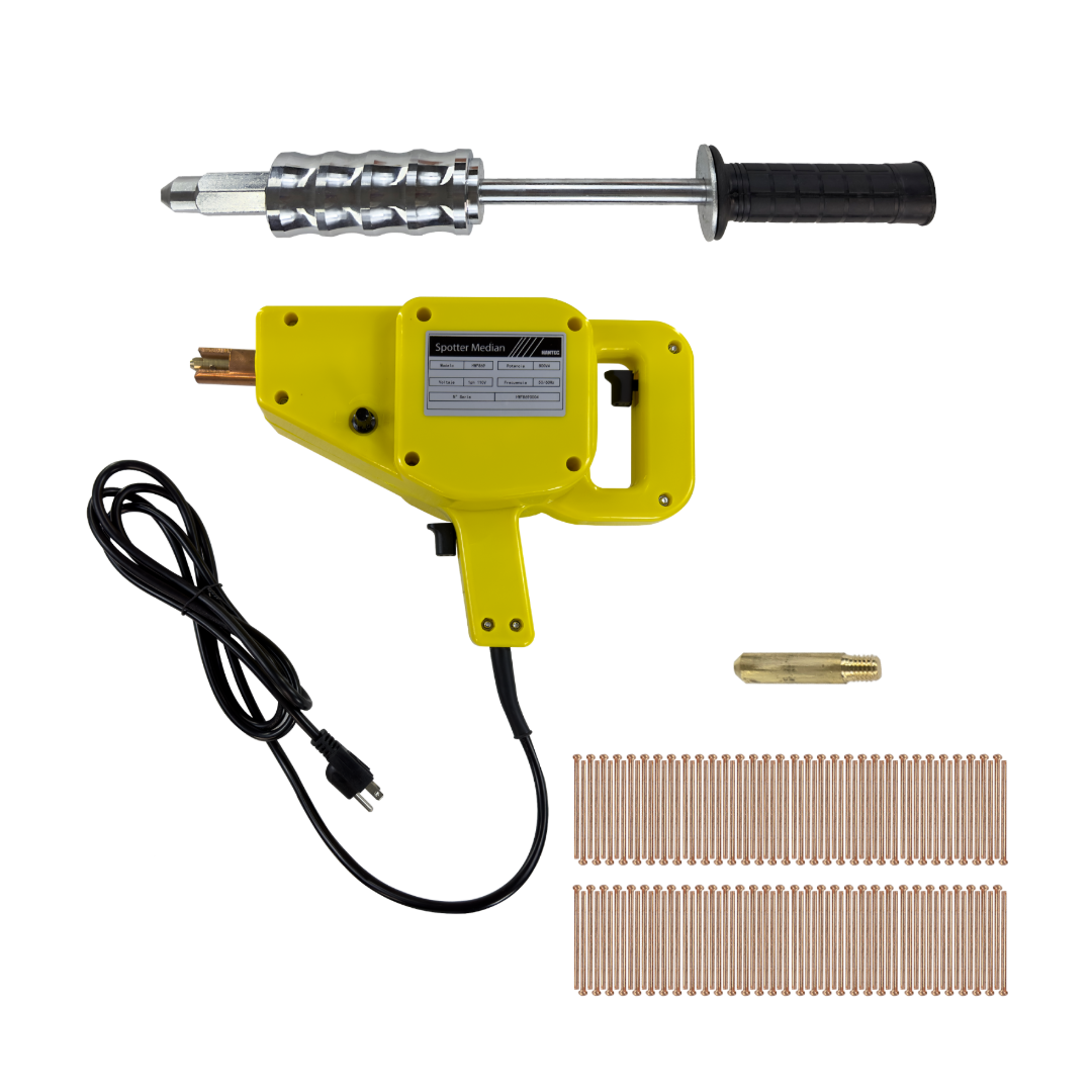 Spotter Kit Soldadora Punteadora Para Carrocería + Chaquetera + pernos reparación de Abolladuras