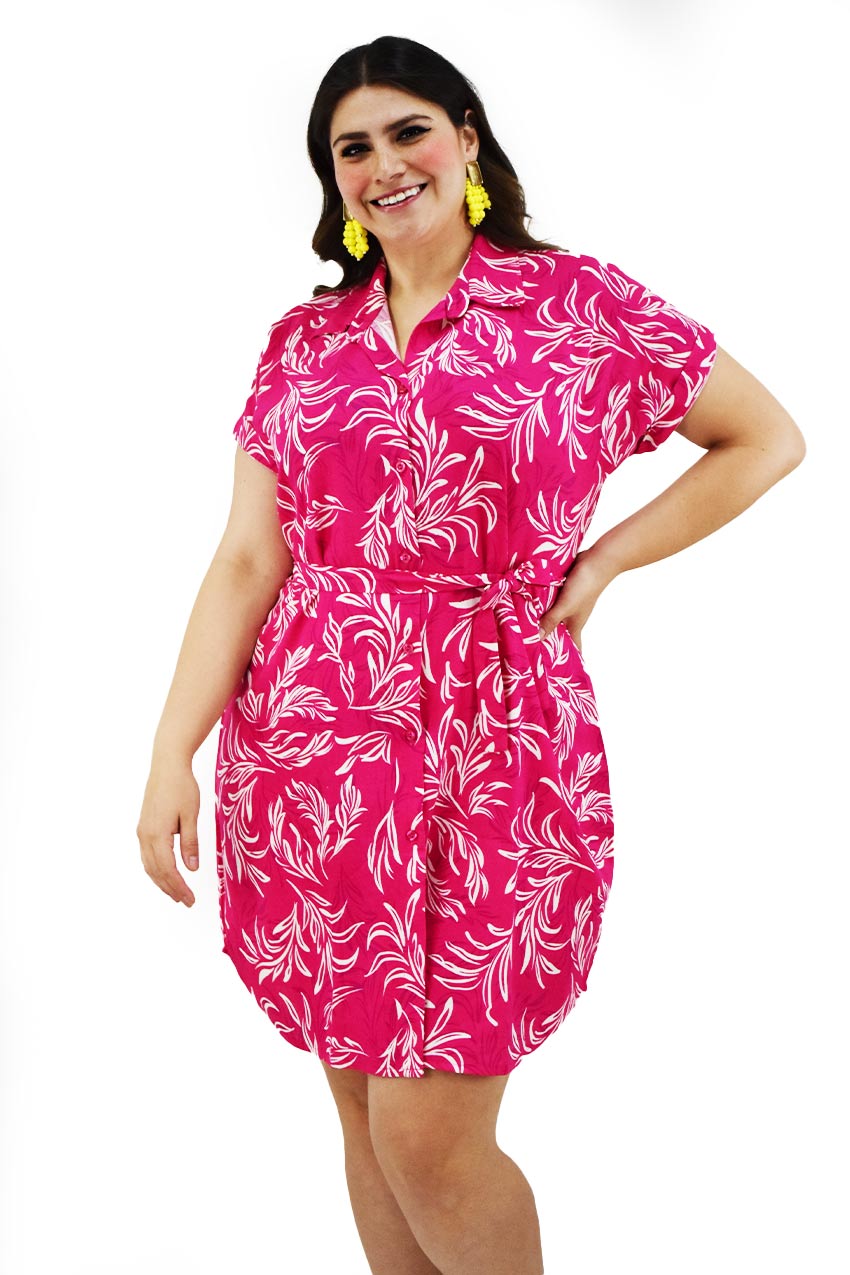 Vestido tropical de lino Roman Fashion /Tallas Extras, 2304 (Fiusha) 