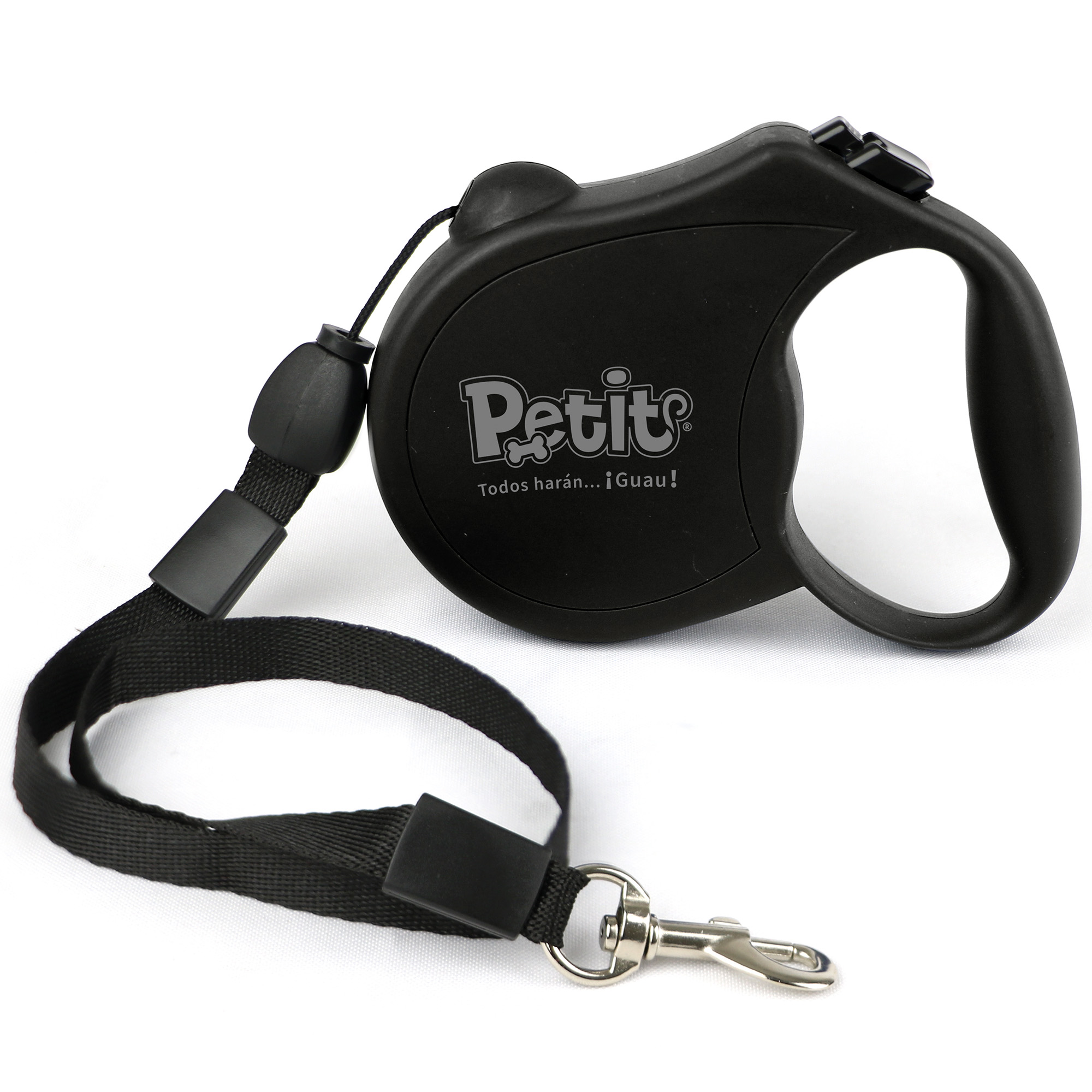 Correa Chica para Perro Petit Retráctil Durable Negro.