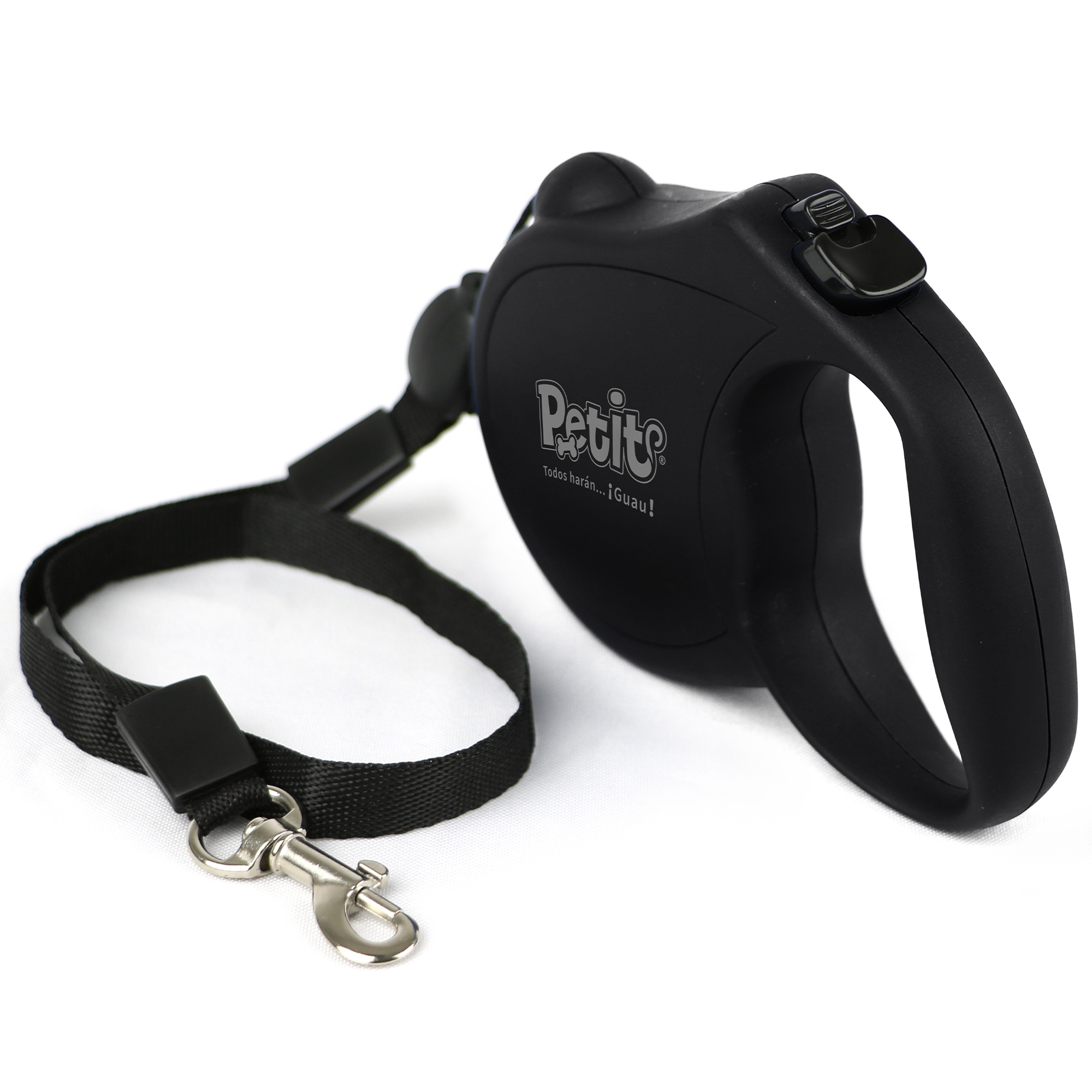 Correa Chica para Perro Petit Retráctil Durable Negro.