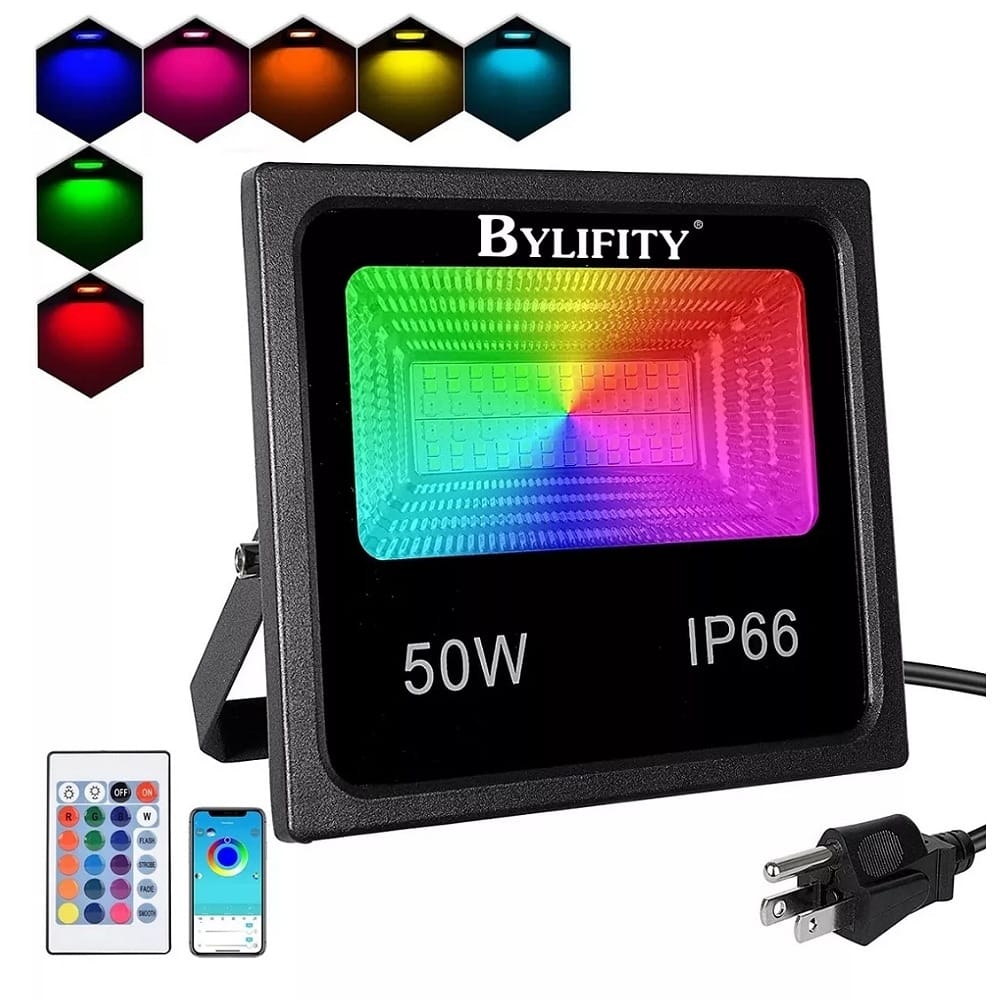 Reflectores Led Rgb De 50w Bylifity Ip66 Para Exterior