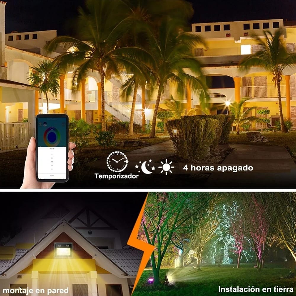 Reflectores Led Rgb De 50w Bylifity Ip66 Para Exterior