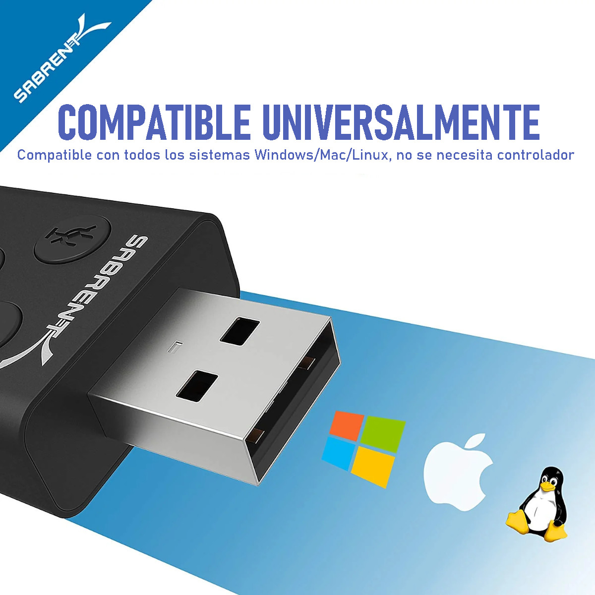 Adaptador de Sonido Estéreo 3D SABRENT AU-DDAB externo USB