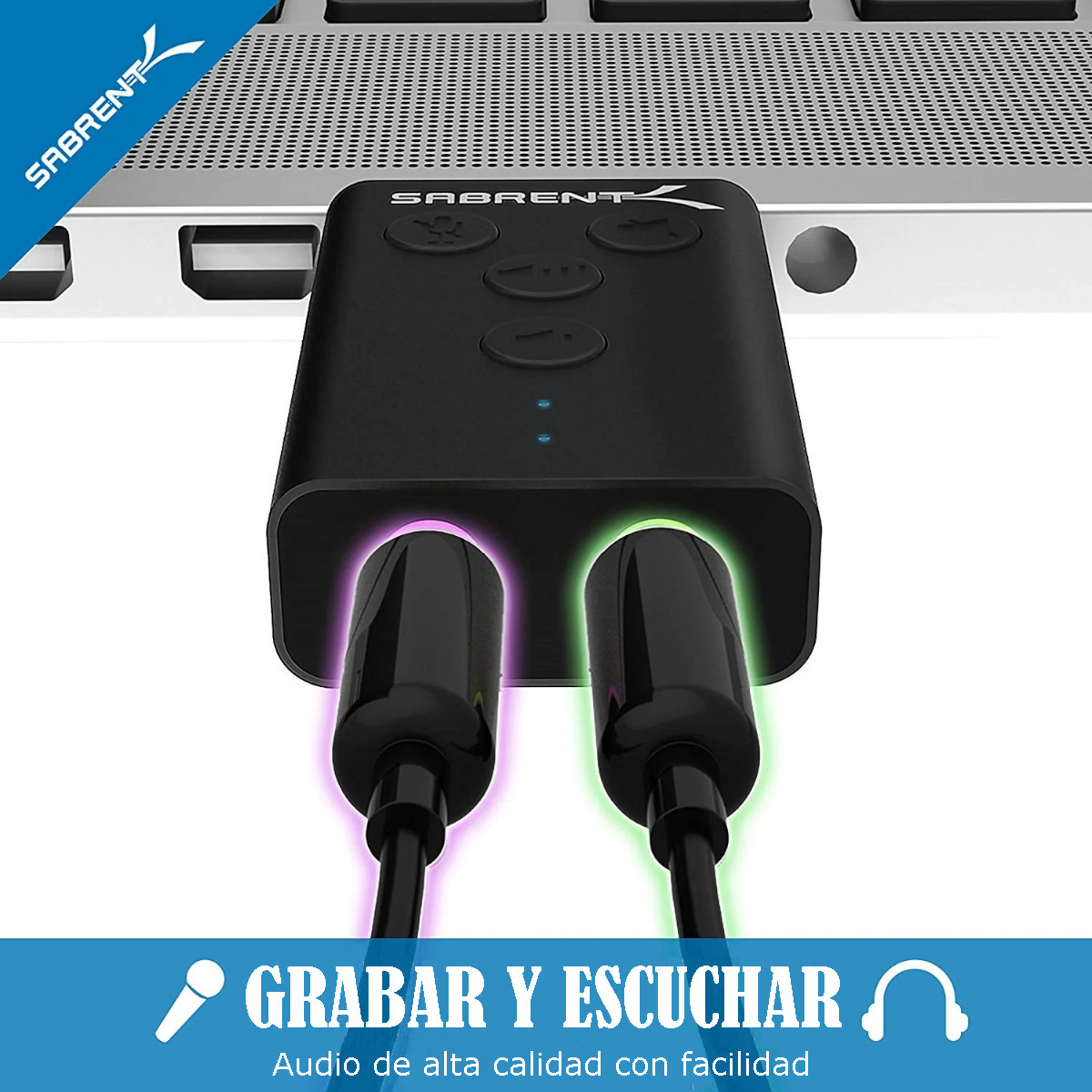 Adaptador de Sonido Estéreo 3D SABRENT AU-DDAB externo USB