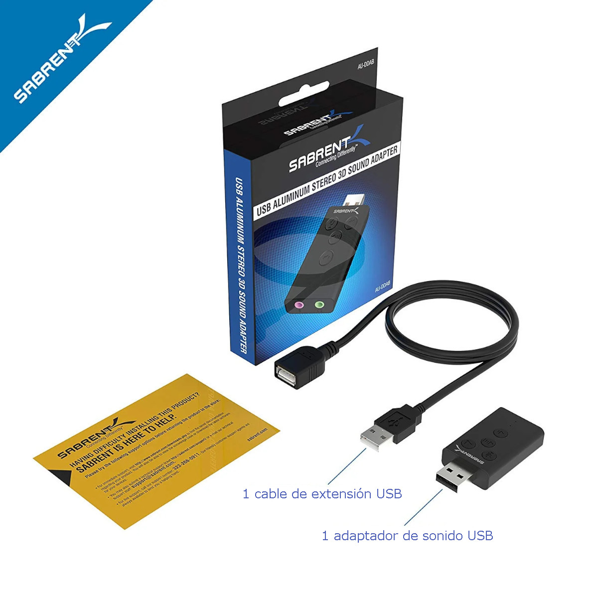 Adaptador de Sonido Estéreo 3D SABRENT AU-DDAB externo USB