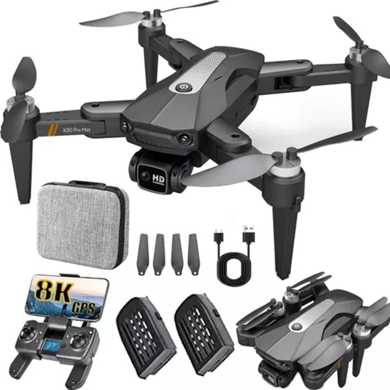 Mini drone K80 Controller Combo con dual cámara FullHD negro 5.8GHz 2 baterías