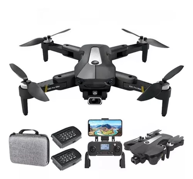 Mini drone K80 Controller Combo con dual cámara FullHD negro 5.8GHz 2 baterías