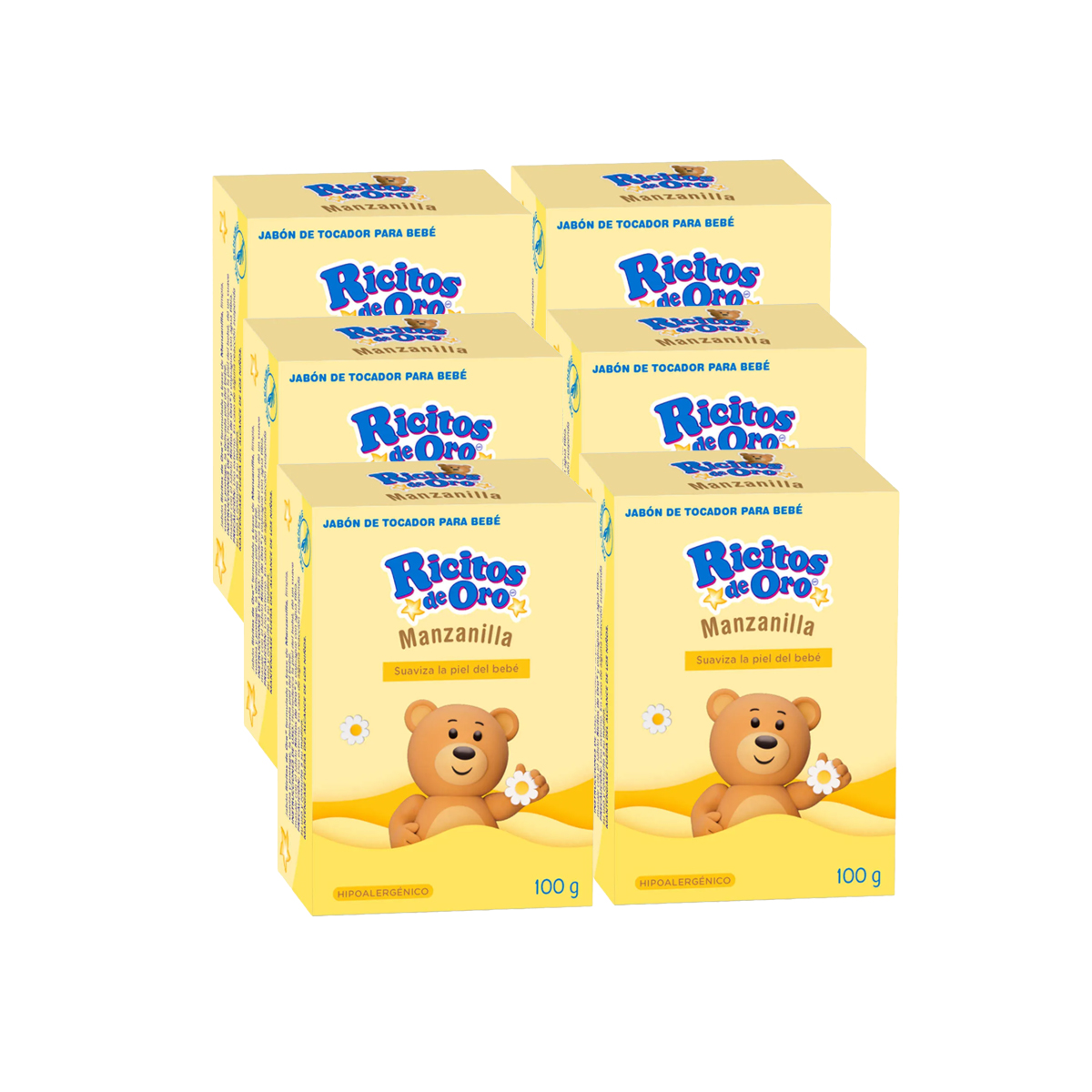 6 Piezas Jabón Ricitos de Oro Manzanilla Hipoalergénico 100 g c/u