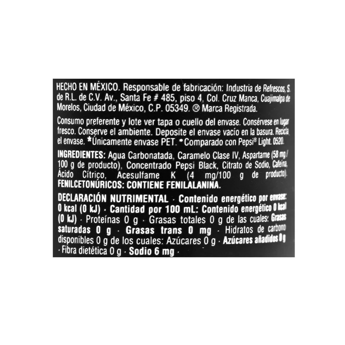 Pepsi Black 355 ml Paquete con 24 Unidades