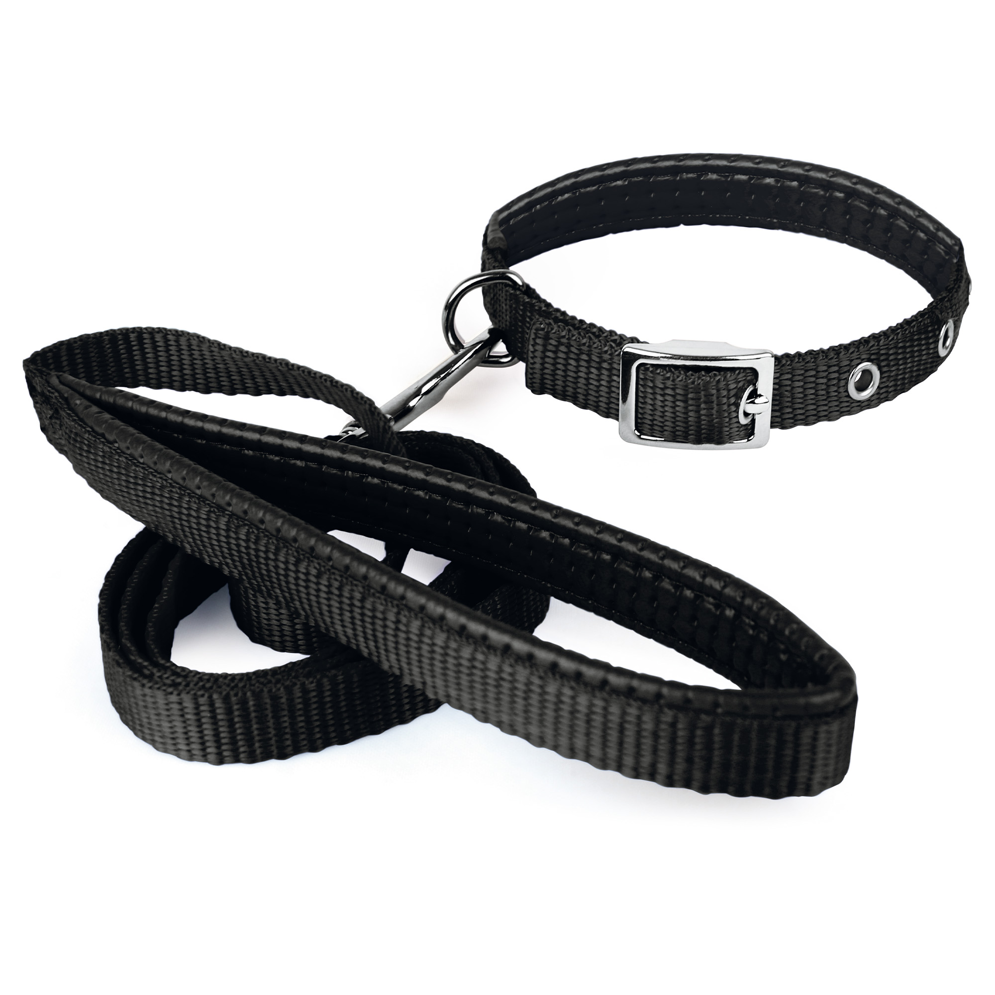Juego de Collar y Correa Soft Mediano Petit para Perro Negro.