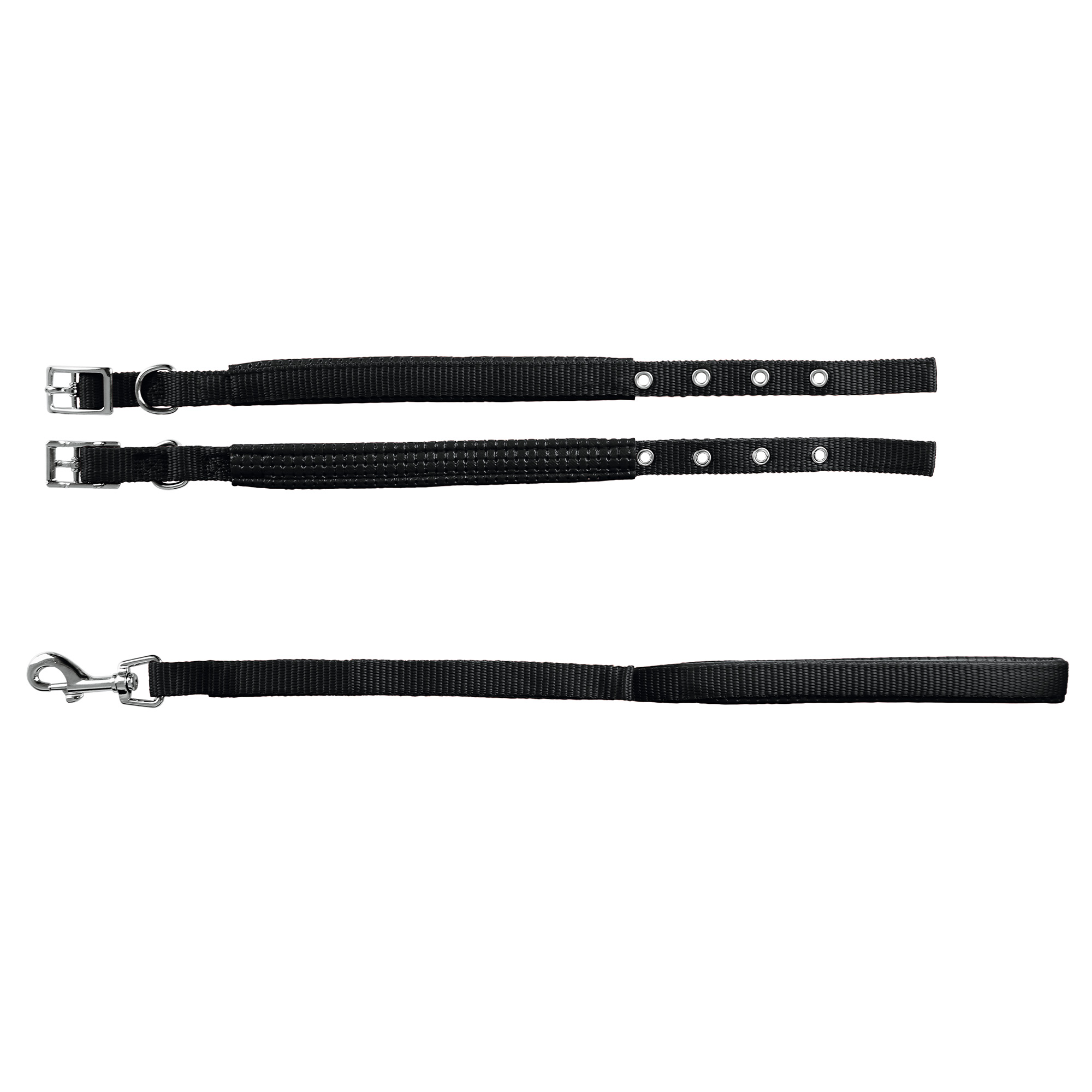 Juego de Collar y Correa Soft Mediano Petit para Perro Negro.