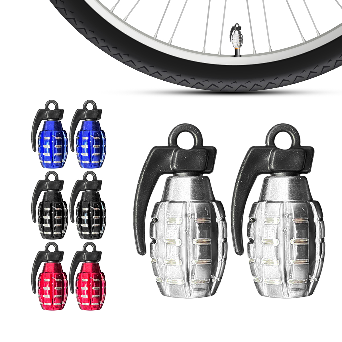 Tapón Pivote Cubre Válvula Bicicleta Moto Carro Plata