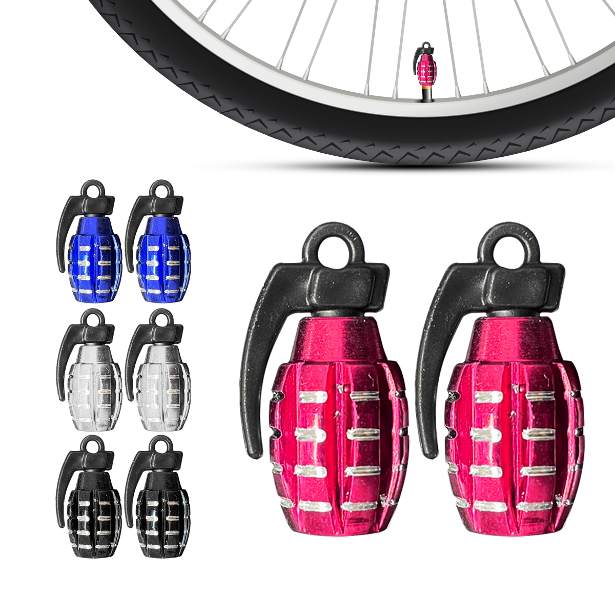 Tapón Pivote Cubre Válvula Bicicleta Moto Carro Rojo