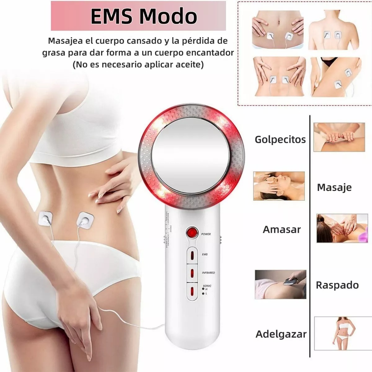 Cavitador Ultrasonico 3 En 1 P/ Masaje Corporal Adelgazante