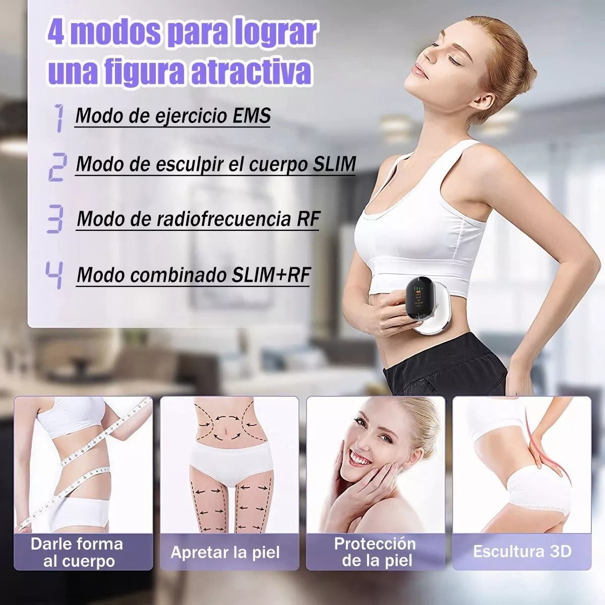 Masajeador De Radiofrecuencia 4 Led Luz Rf+slim+ems 4 En 1.