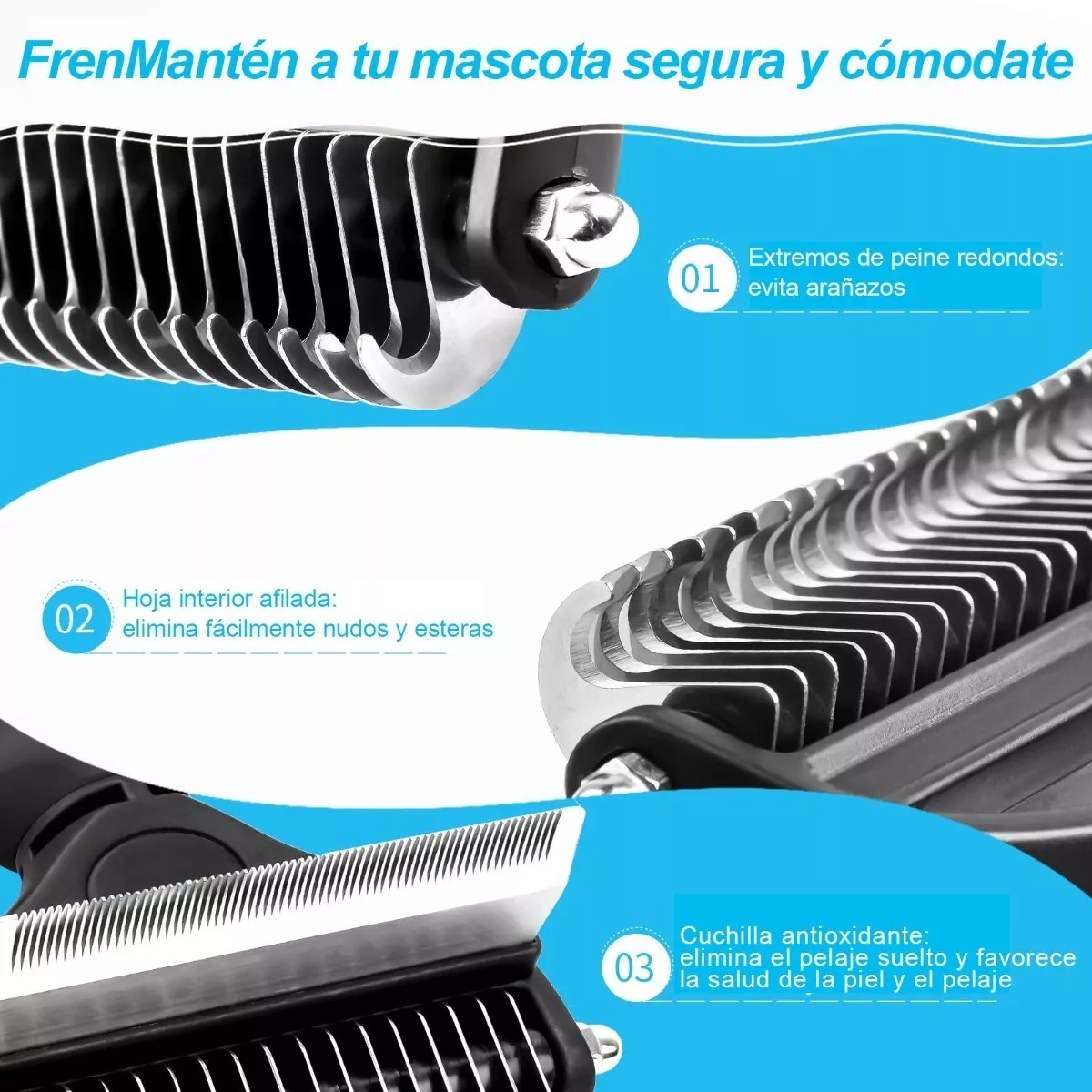 2 Es 1 Cepillo Deslanador Perro Gato Peine Mascotas Husky