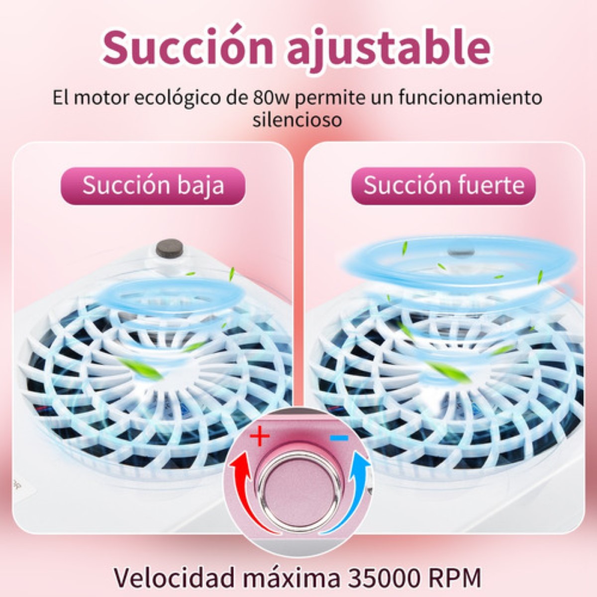 5en1 Taladro Para Uñas Pulidor Esmeril Drill Extractor Polvo rosa