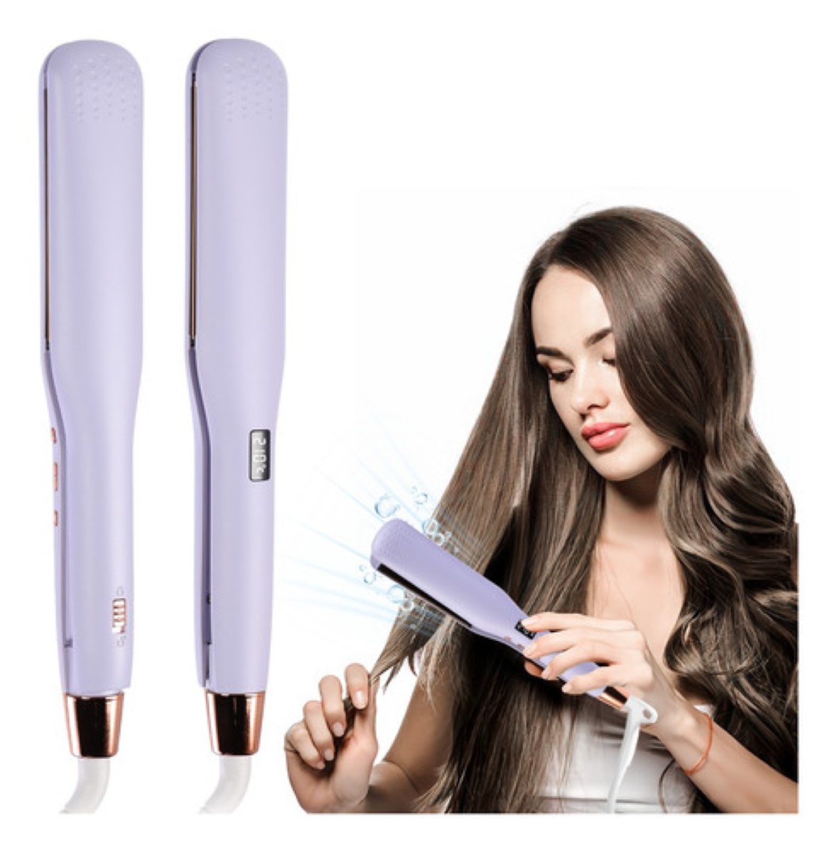 Plancha Cabello Alisadora Profesional Ceramica Para Cabello Morado