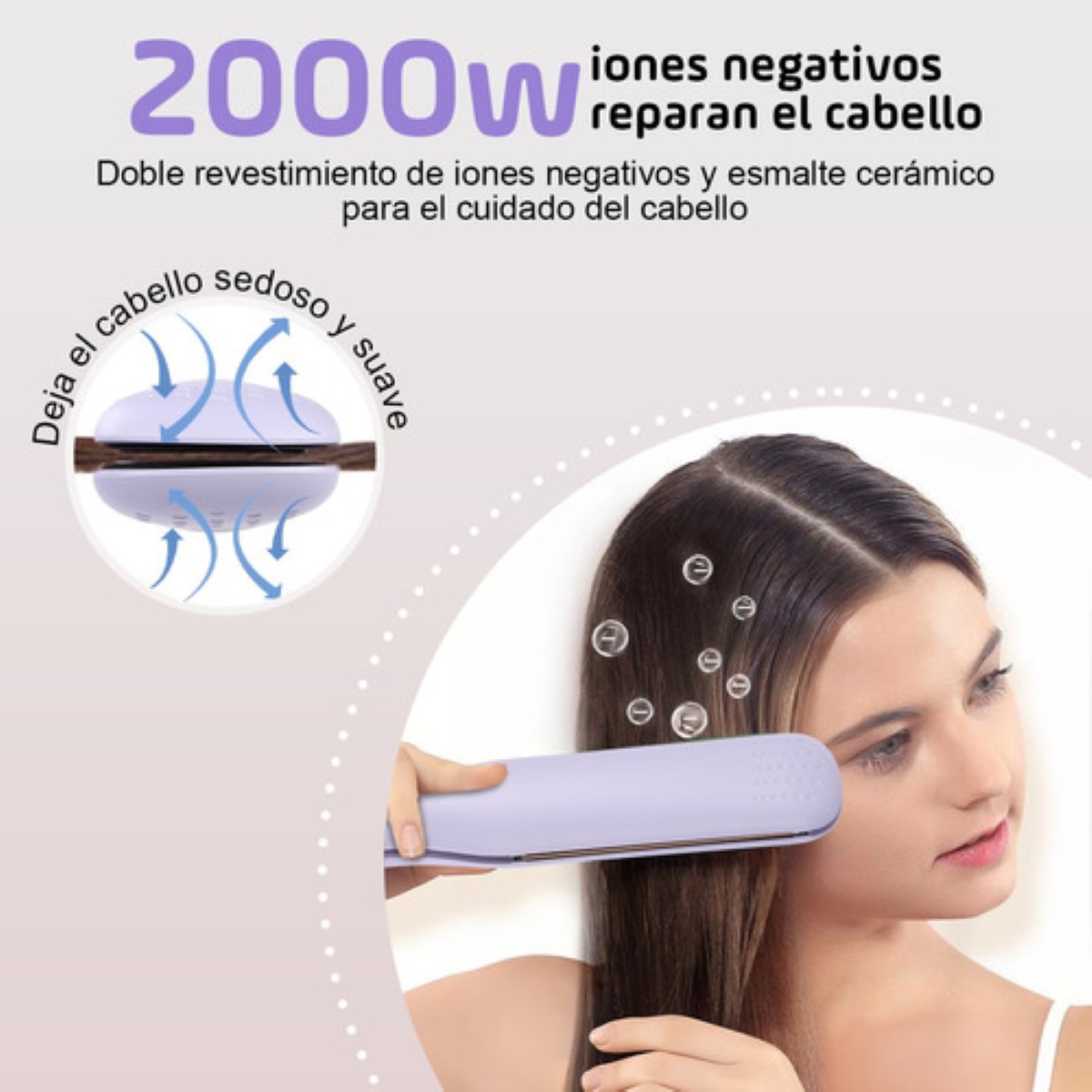 Plancha Cabello Alisadora Profesional Ceramica Para Cabello Morado
