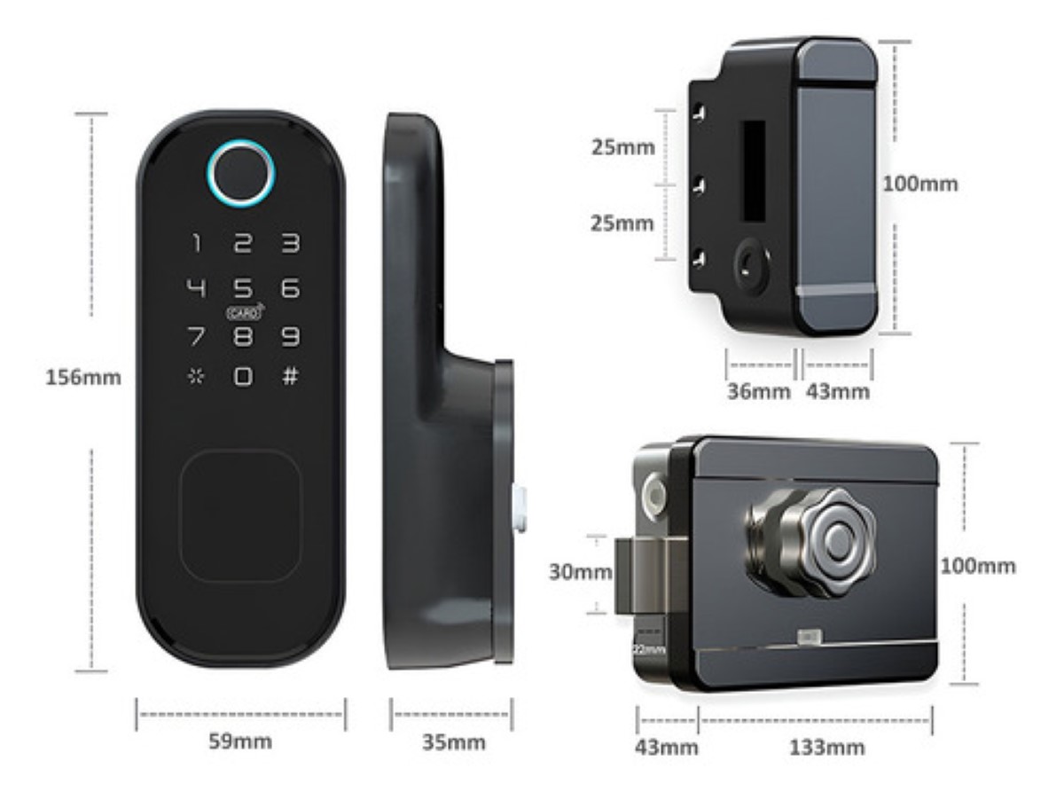 Chapa Cerradura Inteligente Electrónica Exterior Impermeable negro/gris