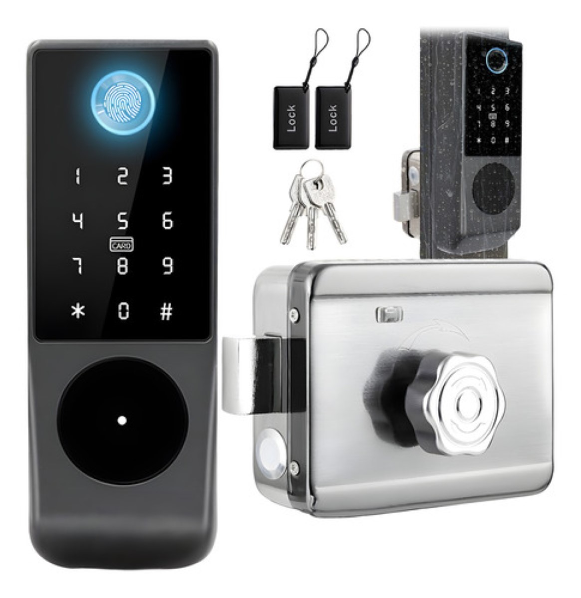 Chapa Cerradura Inteligente Electrónica Exterior Impermeable negro/gris