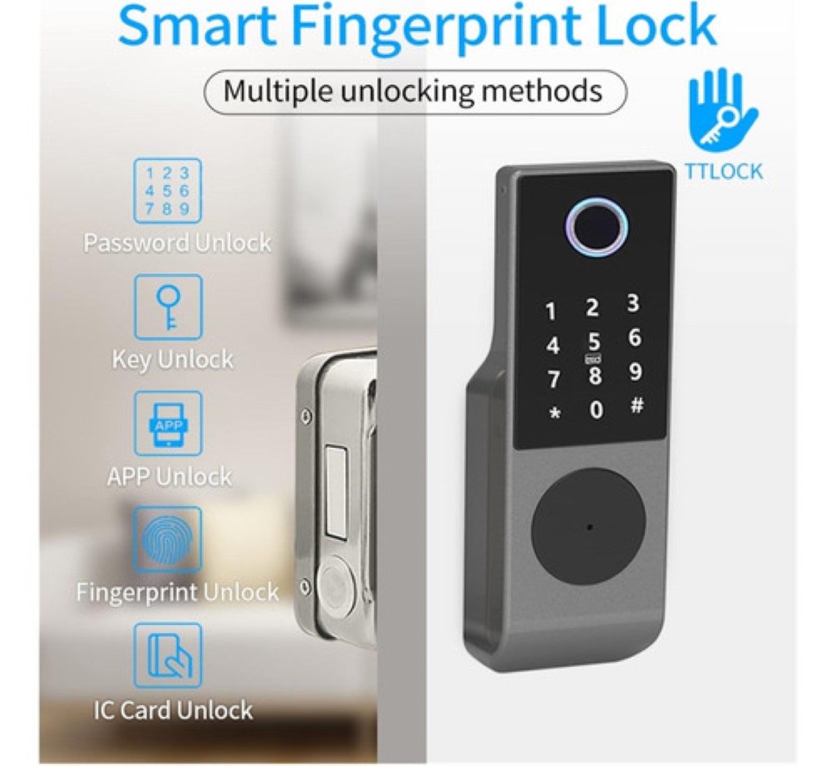 Chapa Cerradura Inteligente Electrónica Exterior Impermeable negro/gris