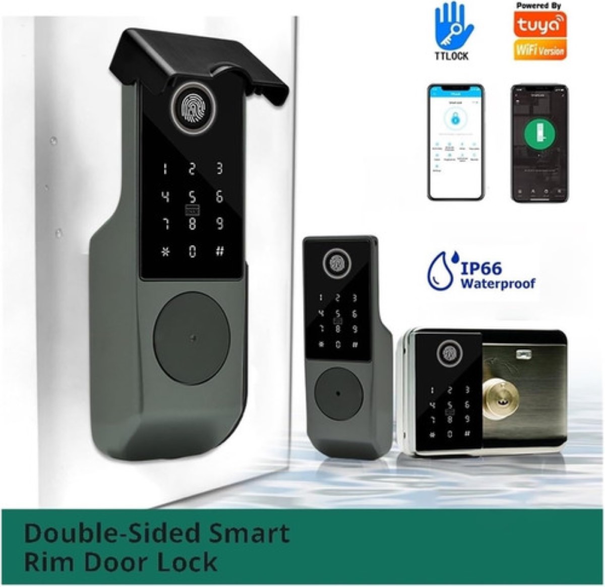 Chapa Cerradura Inteligente Electrónica Exterior Impermeable negro/gris