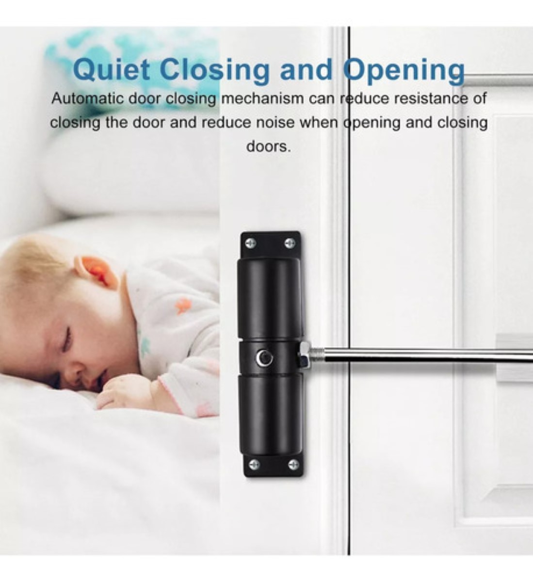 Cierra Puertas Automático Resorte Invisible Para Doméstico negro
