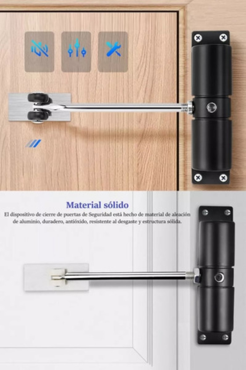 Cierra Puertas Automático Resorte Invisible Para Doméstico negro