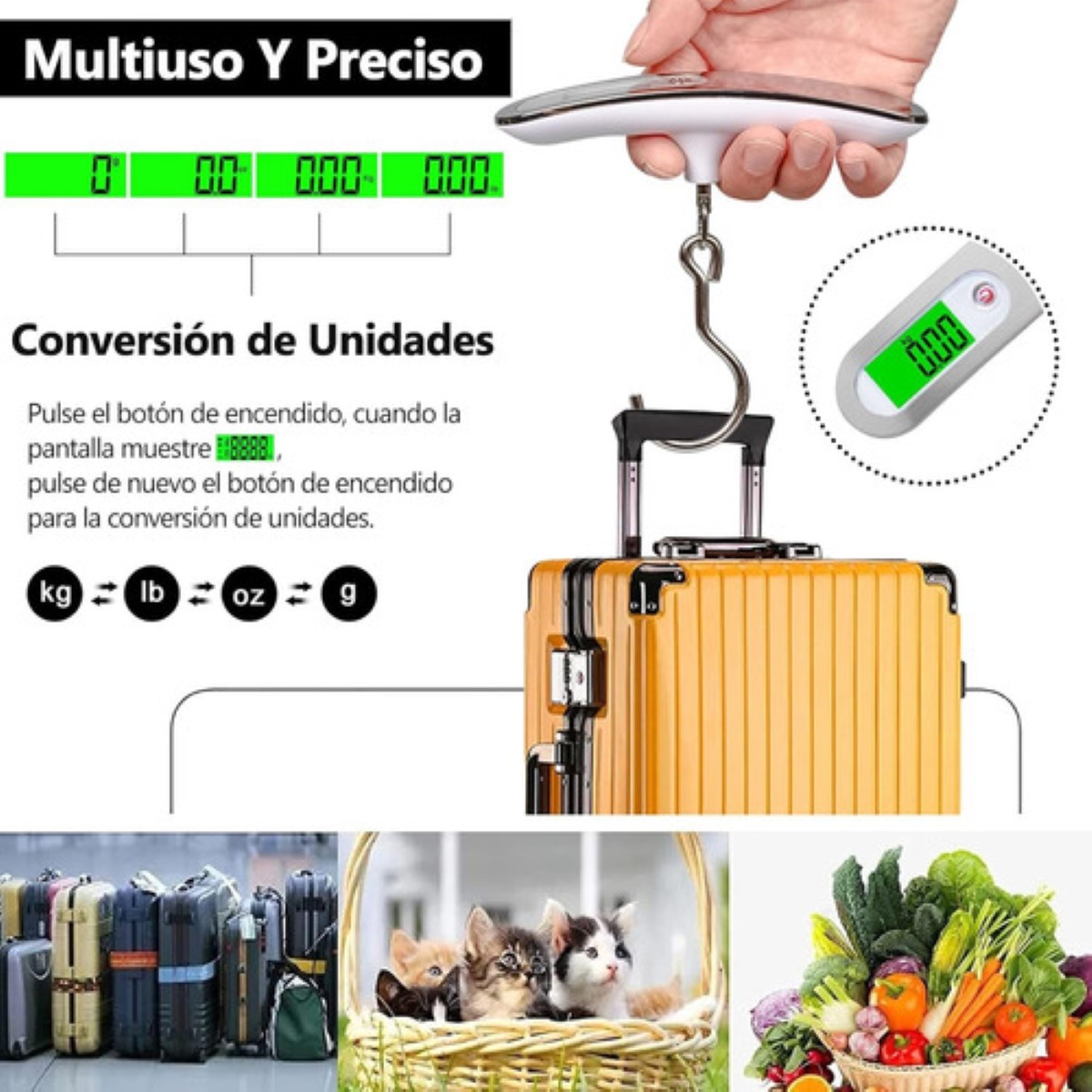 Bascula Digital Para Equipaje 50kg Maleta Viaje Portatil plata