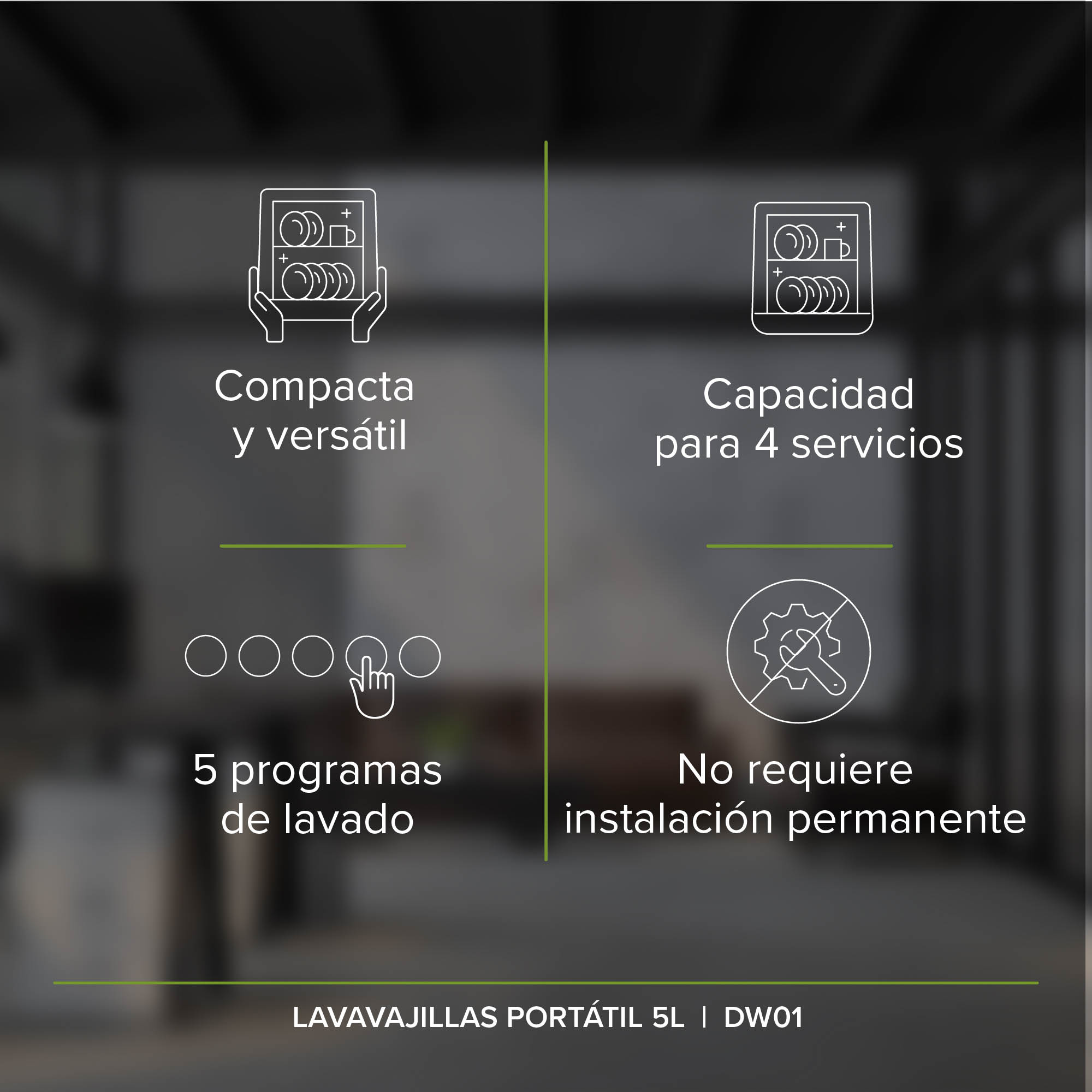 Lavavajillas Portátil 5 Programas 5L Lavaplatos Avera DW01