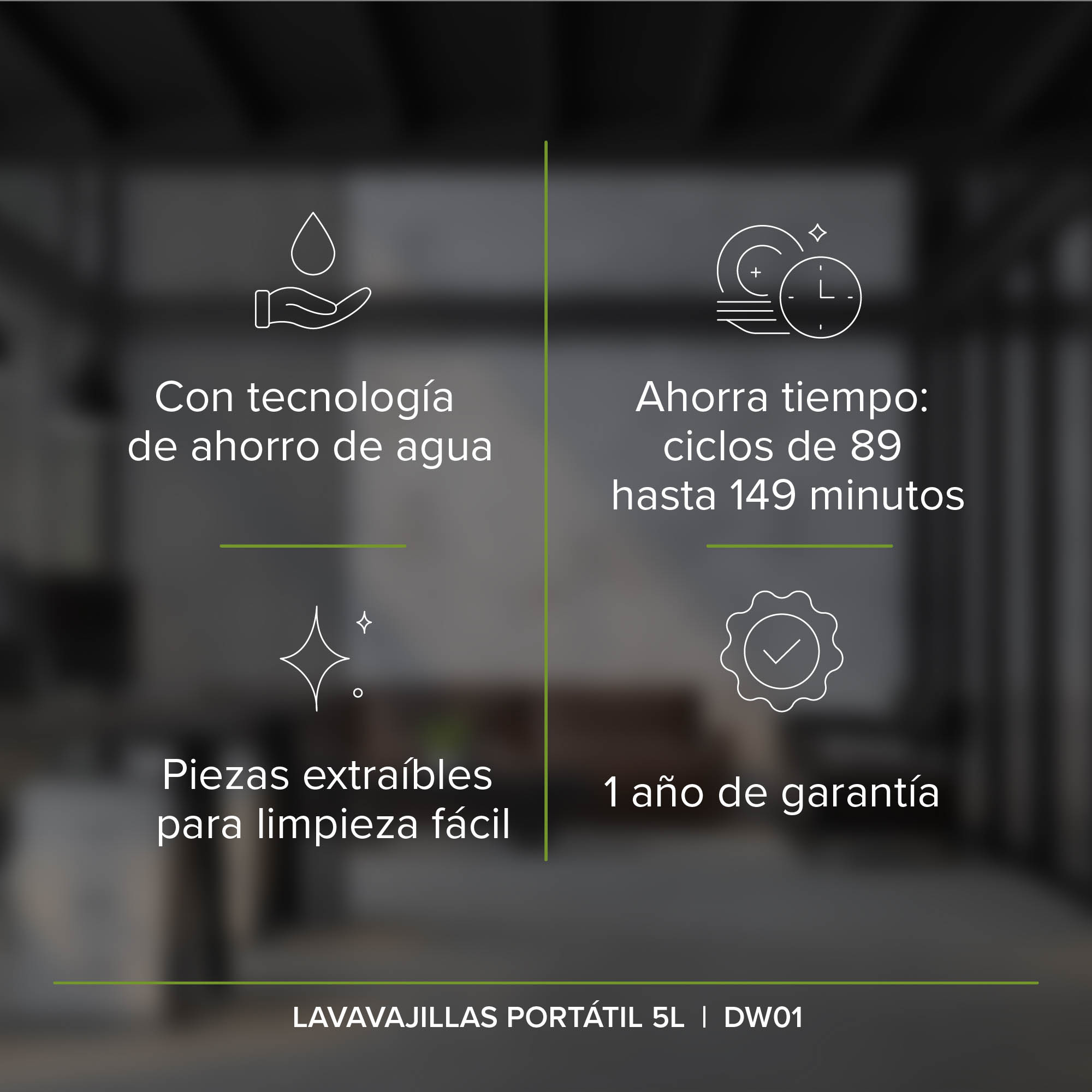 Lavavajillas Portátil 5 Programas 5L Lavaplatos Avera DW01