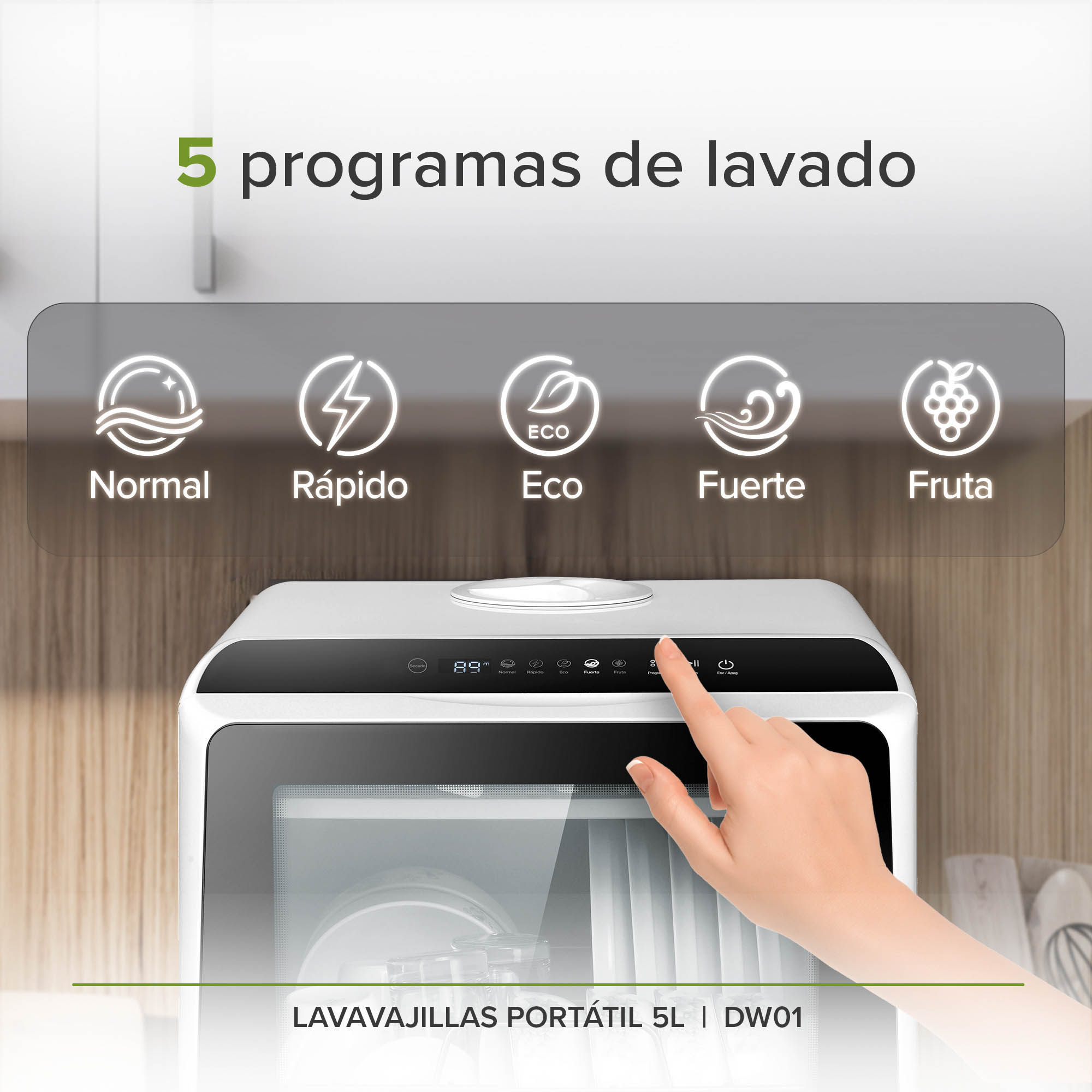Lavavajillas Portátil 5 Programas 5L Lavaplatos Avera DW01